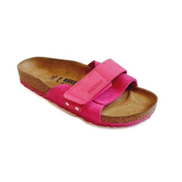 Birkenstock Oita Nubuck Suede Leather Sandals Womens 9 Mens 7 Fuchsia Tulip EU40 - Picture 1 of 9